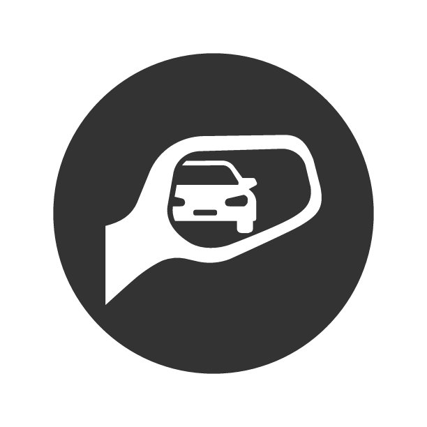 汽车后视镜图标在现代平面风格标志图片下载