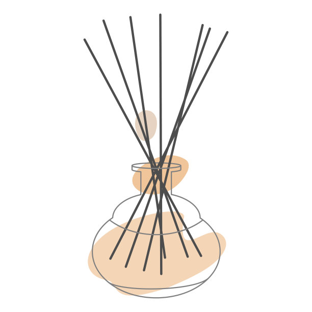 玻璃罐中的木制香薰棒。必不可少的空气芳香扩散器芳香疗法。水疗和美容放松。轮廓画与抽象的颜色形状。向量线性插图隔离在白色图片下载