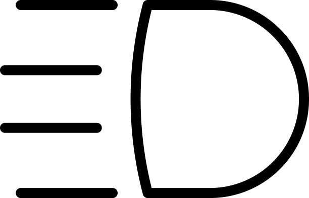 前灯，指示灯，仪表盘图标。矢量远光灯。车灯标志。矢量图标的车辆仪表板指标。这些符号包括高低光束和可调前灯符号。图片下载