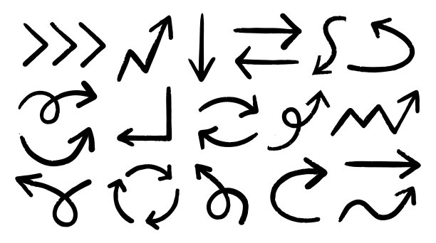 一套细箭头蜡笔铅笔纹理图片下载