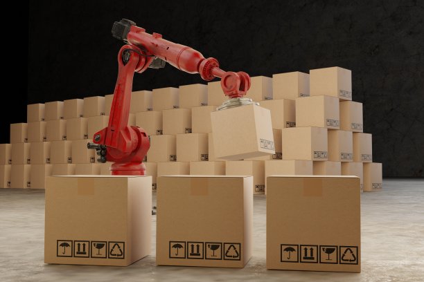 机器人手臂工业技术手臂机器人人工智能制造箱体产品制造业产品出口进口未来产品食品化妆品服装仓储机械3D渲染非人工智能图片下载