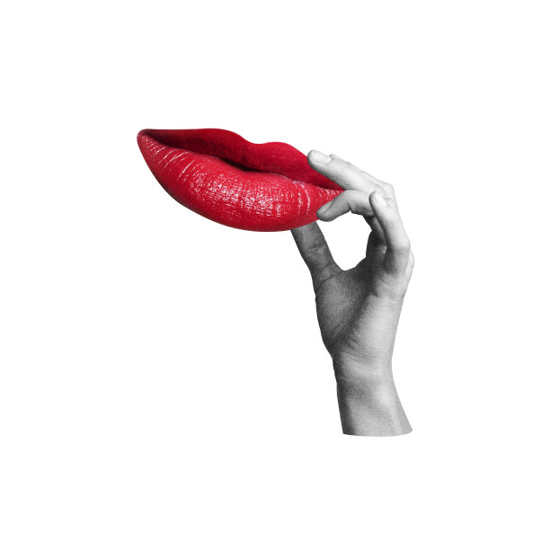 超现实的嘴唇和手插画图片下载