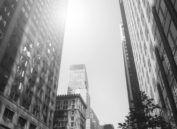 美国纽约城市景观的黑白照片。图片下载