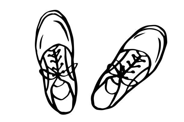 一双时尚鞋带靴轮廓插图。涂鸦素描，孤立在白色背景上。用于海报，横幅，卡片设计。鞋店，舞蹈室，男女皆宜的鞋子时尚潮流，春暖花开图片下载