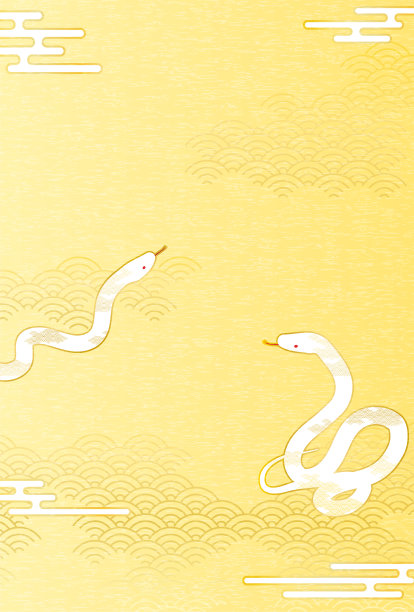 2025蛇新年贺卡，两条蛇，日本图案背景图片下载
