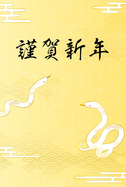 2025蛇新年贺卡，两条蛇，日本图案背景图片下载