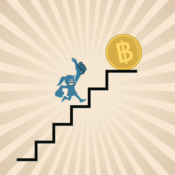 通往财务成功的阶梯：女商人攀登阶梯以实现其财务目标图片下载