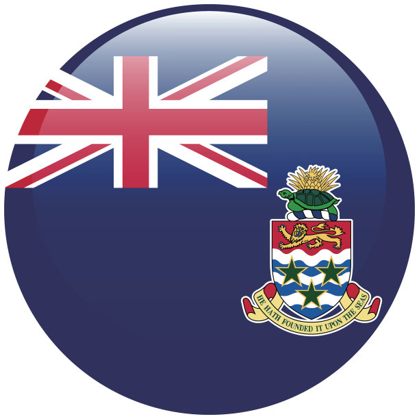 开曼群岛国旗。开曼群岛圆旗。国旗图标。标准颜色。圆形标志。电脑插图。数码插图。矢量插图。图片下载