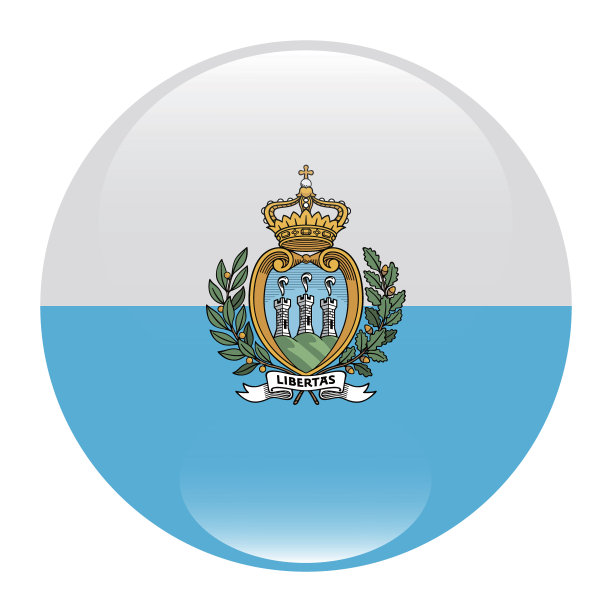 圣马力诺国旗。圣马力诺圆旗。国旗图标。标准颜色。圆形标志。电脑插图。数码插图。矢量插图。图片下载