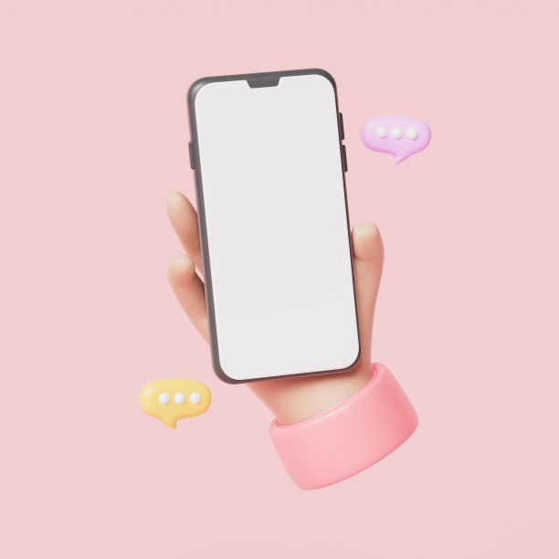 智能手机和手图标模拟。三维渲染图片下载