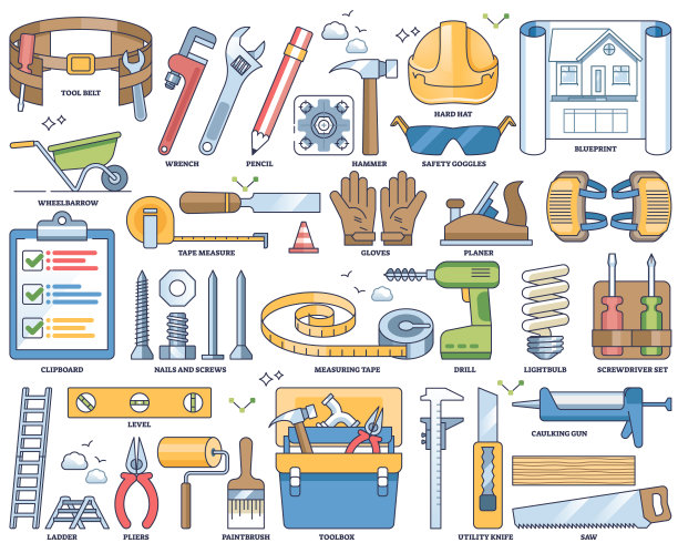 杂工工具和专业修理工作设备大纲集图片下载