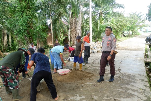 巴东嘉雅村的居民们正在一起建造挡土墙图片下载