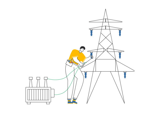 照明和电力矢量插图，为技术人员电气工作提供灯泡，灯和能源维护服务面板柜图片下载