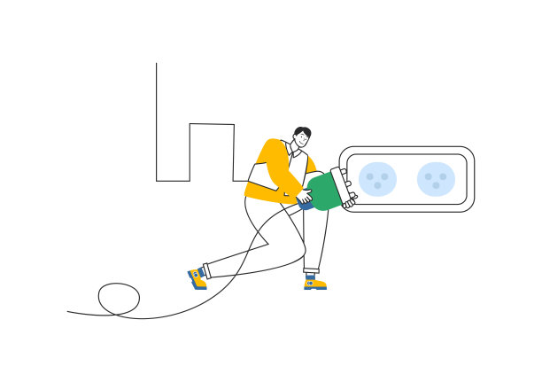 照明和电力矢量插图，为技术人员电气工作提供灯泡，灯和能源维护服务面板柜图片下载