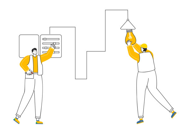 照明和电力矢量插图，为技术人员电气工作提供灯泡，灯和能源维护服务面板柜图片下载