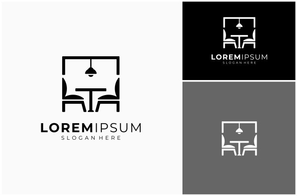 椅子垫木台灯客厅室内家具矢量设计插图图片下载