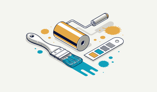 墙绘服务室内矢量三维等距插画，工作专业装修，住宅单位装修，公寓或住宅室内装修。图片下载