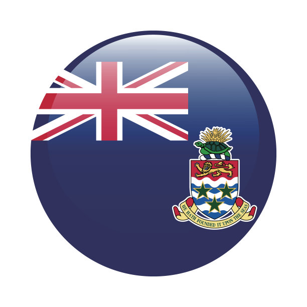 开曼群岛国旗。开曼群岛圆旗。国旗图标。标准颜色。圆形标志。电脑插图。数码插图。矢量插图。图片下载