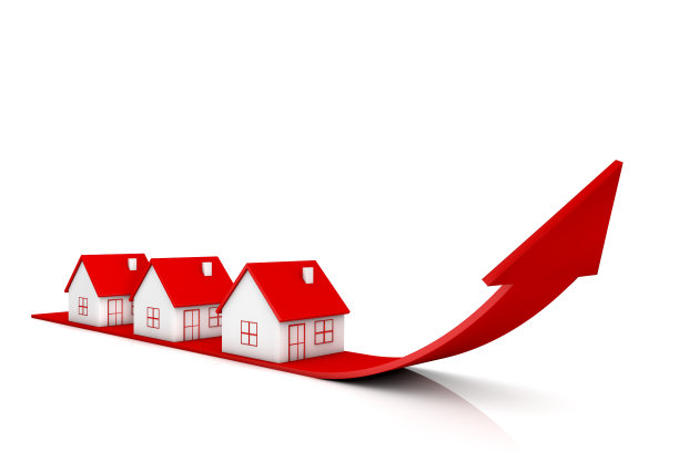 房子和红色箭头三维图形图片下载