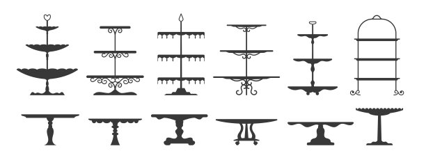 婚礼茶饼拼盘，立托盘剪影图片下载