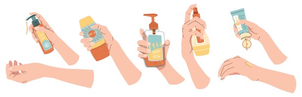 在孤立的背景下，一双手拿着防晒霜。乳霜，乳液，油，以保护皮肤免受大象。用于面部和身体皮肤护理的美容产品，具有SPF保护。图片下载