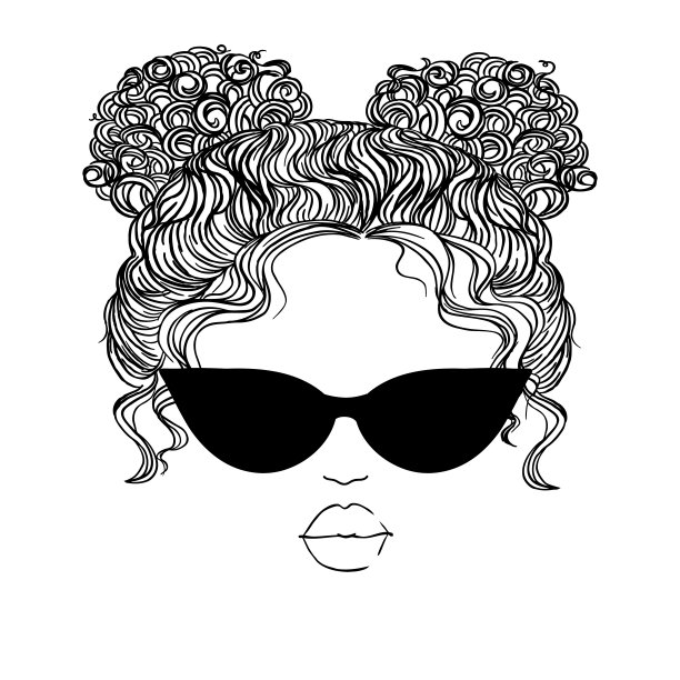 戴眼镜的女孩素描。矢量女人轮廓。美丽的女孩插图。图片下载