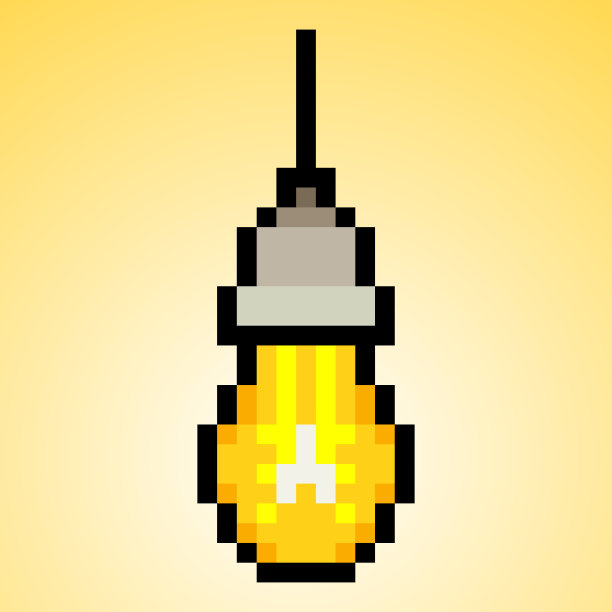 天花板灯泡像素艺术风格图片下载