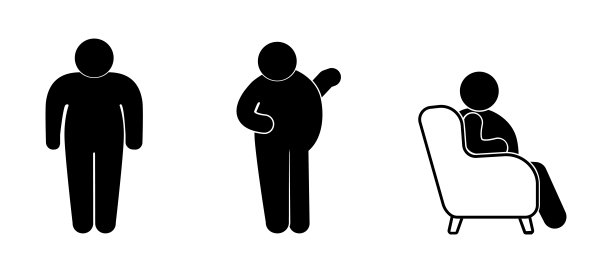 坐在椅子上的男人，超重的人的标志图片下载