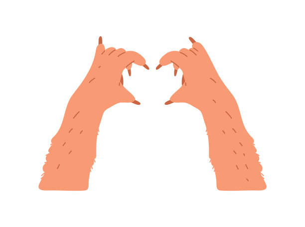 矢量插图可爱的狗爪子在卡通风格的心脏手势。图片下载