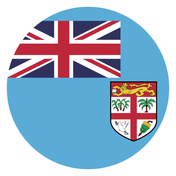 斐济国旗。斐济圆旗。国旗图标。标准颜色。圆形标志。电脑插图。数码插图。矢量插图。图片下载