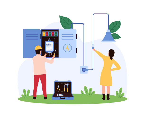 电气配电盘的维修和保养，小电工在开关和保险丝盒图片下载