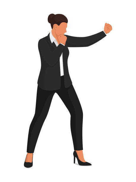 好斗的女商人挥舞着拳头图片下载