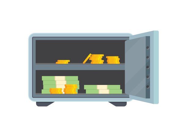 金属银行安全图标在平面风格。货币库矢量插图上孤立的背景。仓储标牌经营理念。图片下载