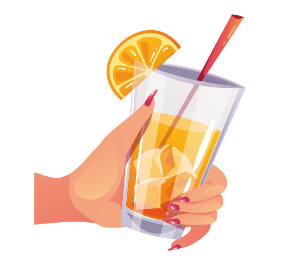 鸡尾酒杯喝吐司干杯酒香槟牵手。矢量平面图形设计元素概念插图图片下载