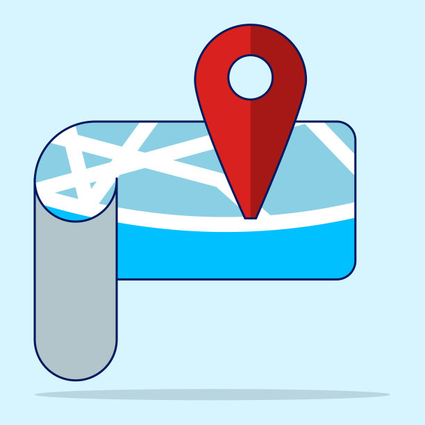 导航地图概念。地图引脚位置图标。详细的地图和导航，红色定位标志在地图和位置针或GPS导航图标标志，创意搜索符号在卡通风格。图片下载