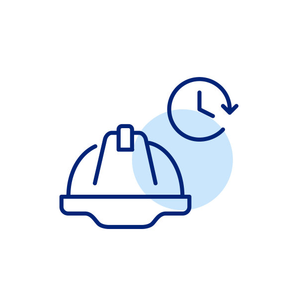 安全帽和时钟。Web开发时间表和计划。计划工程，快速施工。工作时间。像素完美，可编辑的笔画图标图片下载