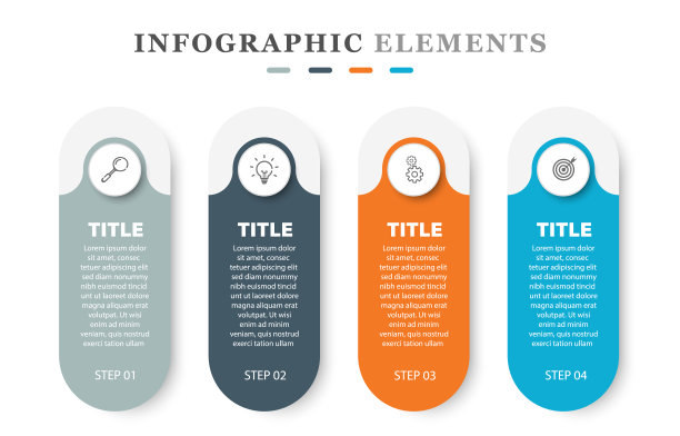流程信息图将业务信息可视化为4个步骤、选项、部分或流程图片下载