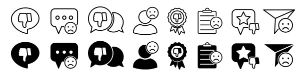 负面的客户评论符号，评级服务，糟糕的客户满意度，用户体验最差的客户反馈概念-向量图片下载