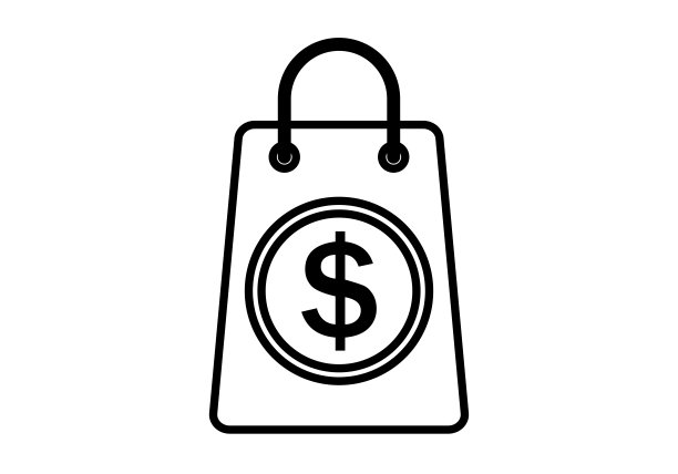 黑色图标袋与美元硬币图片下载