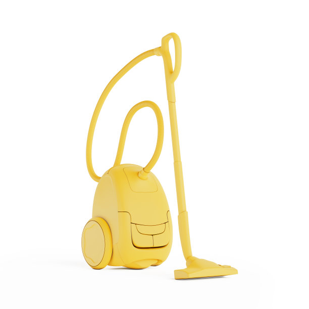 黄色吸尘器模拟图标在粘土风格。3d渲染图片下载