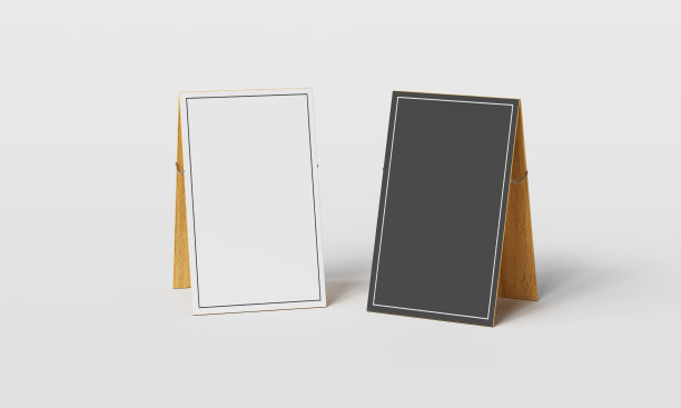 白色背景的木质标识板模型。3D渲染图片下载