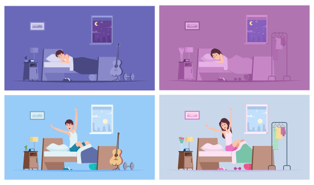 叫醒人们男女角色每天早上醒来图片下载