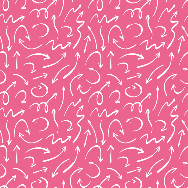 手绘曲线箭头无缝图案。素描的核心审美风格是粉色。指针的纹理。矢量插图。图片下载