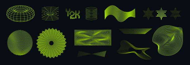 霓虹灯矩阵赛博朋克复古Y2K矢量包图片下载
