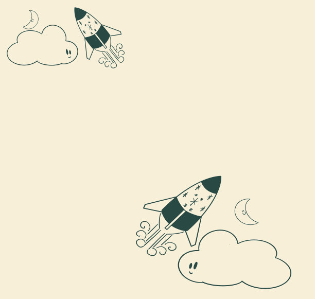 无缝重复模式火箭飞船飞向太空飞越微笑的云朝着一个快乐的新月。完美的织物，壁纸，海报，包装纸，床上用品，羽绒被，棉被，毯子，杯子，装饰，邀请函，餐巾纸，t恤，手提袋图片下载