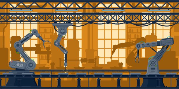 工厂输送流水线，电脑机器人技术图片下载