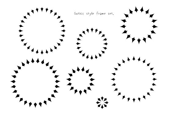 哥特圆框套装。菱形圆框套。图片下载