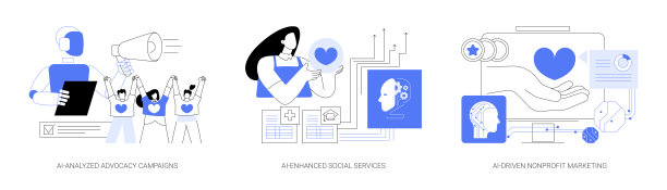 人工智能在志愿者组织中的抽象概念矢量插图。图片下载