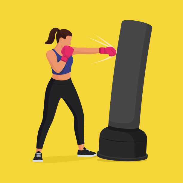 拳师女打一个站立的沙袋图片下载