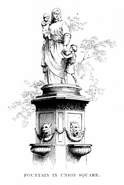 联合广场公园喷泉和雕塑，曼哈顿，纽约市，纽约州，美国图片下载